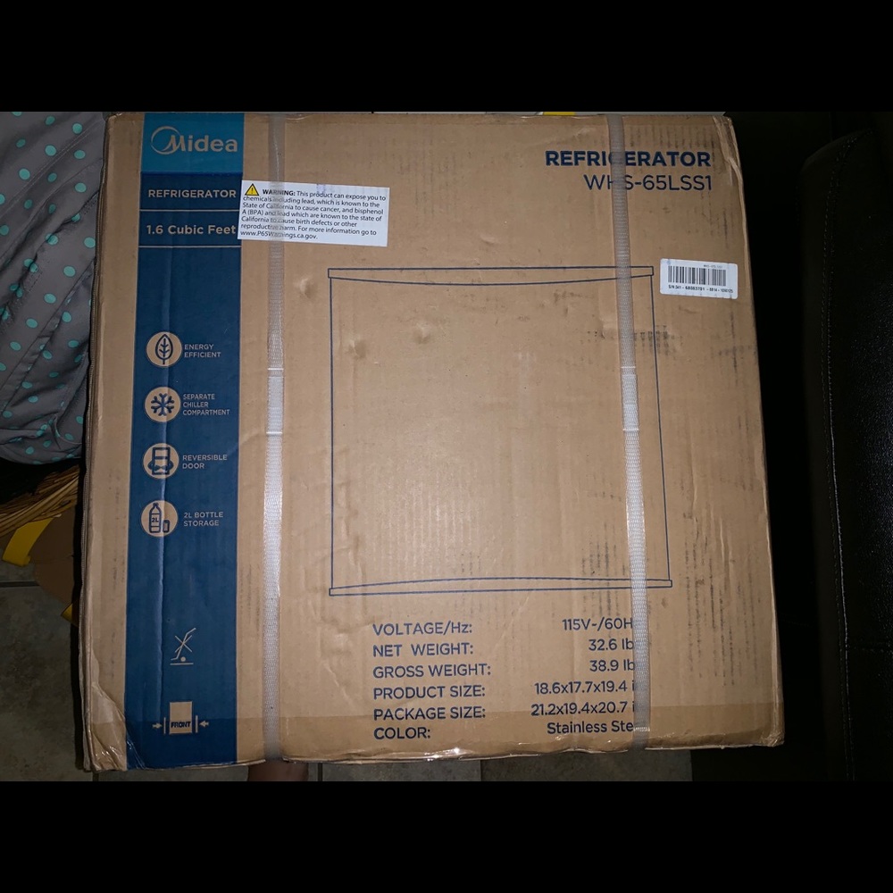 Midea 1.6 cubic feet stainless steel refrigerator